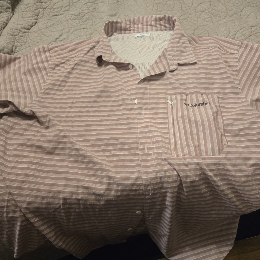 Columbia Men's Pink Striped Shirt